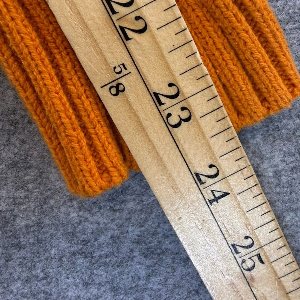 Bass Womens Orange Cable Knit Crew Neck Sweater Size L Chunky Classic